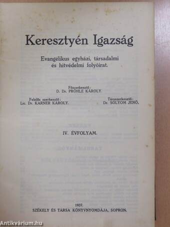 Keresztyén Igazság 1937. január-december