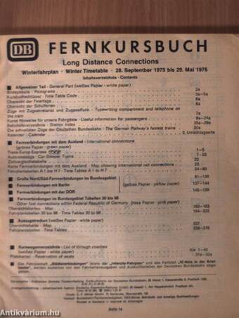 DB Fernkursbuch Winter 1975/76