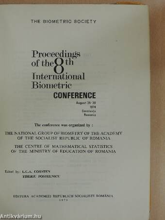 Proceedings of the 8th International Biometric Conference