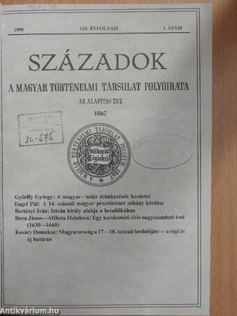 Századok 1990/1-6.