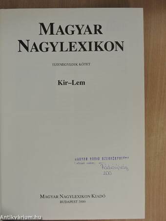 Magyar Nagylexikon 11. (töredék)