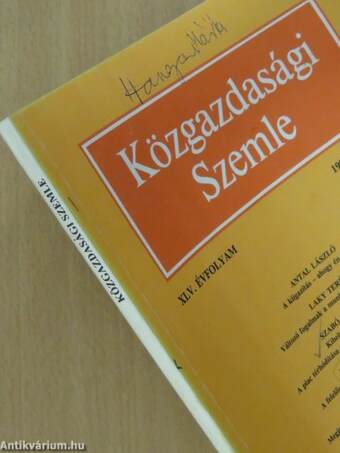 Közgazdasági Szemle 1998. (nem teljes évfolyam)