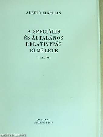 A speciális és általános relativitás elmélete