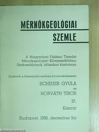 Mérnökgeológiai Szemle 1988. december