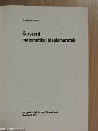 Korszerű matematikai alapismeretek