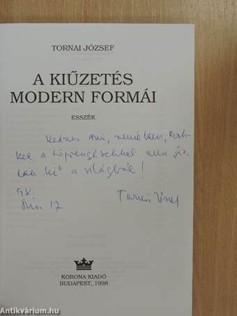 A kiűzetés modern formái (dedikált példány)