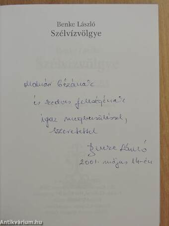 Szélvízvölgye/Halálig szomjazom (dedikált példány)