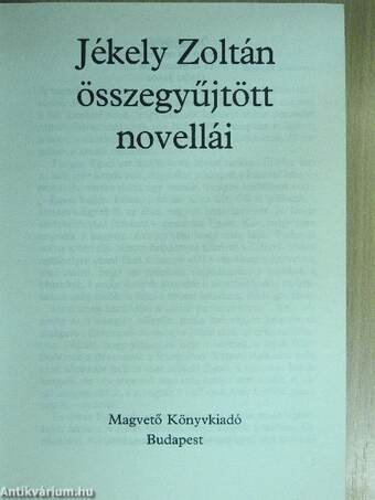 Jékely Zoltán összegyűjtött novellái