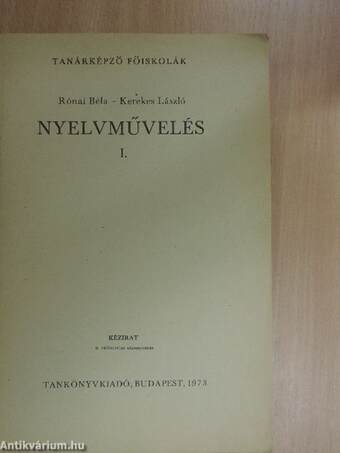 Nyelvművelés I.