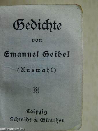 Gedichte von Emanuel Geibel (minikönyv) (gótbetűs)