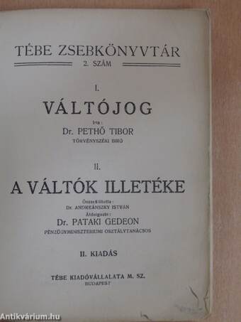 Váltójog/A váltók illetéke