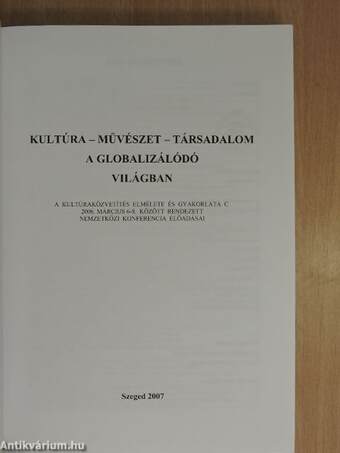 Kultúra-Művészet-Társadalom a globalizálódó világban - CD-vel