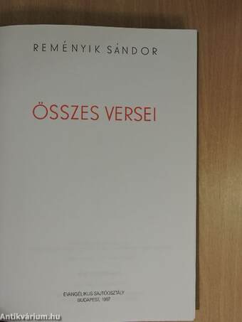 Reményik Sándor összes versei