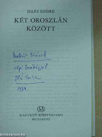 Két oroszlán között (dedikált példány)