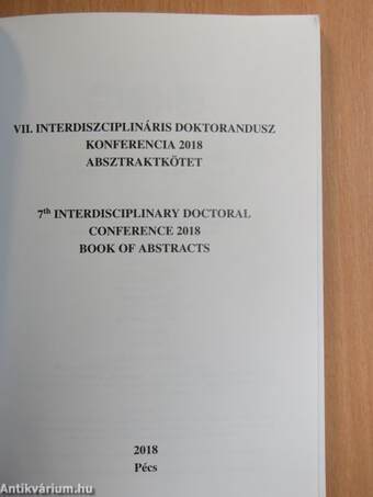 VII. Interdiszciplináris Doktorandusz Konferencia 2018. május 17-19.