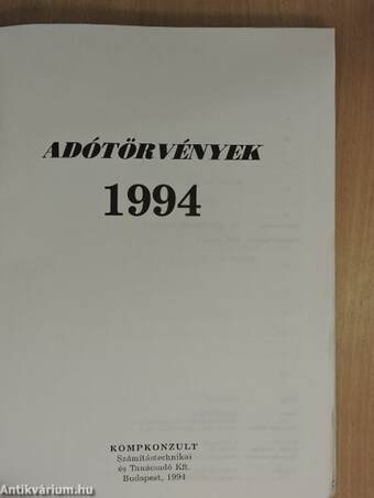 Adótörvények 1994