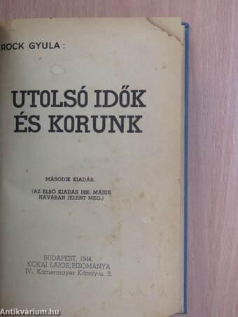 Utolsó idők és korunk