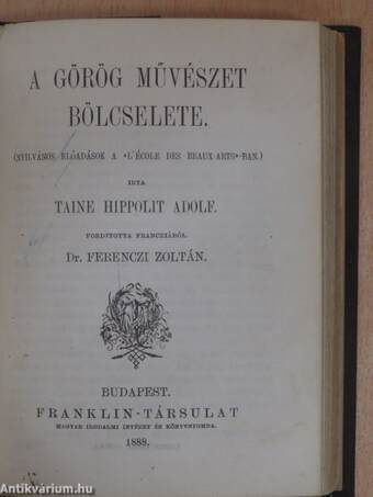 A németalföldi művészet bölcselete/A görög művészet bölcselete/Az olasz művészet bölcselete