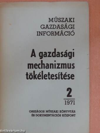 A gazdasági mechanizmus tökéletesítése 1971/2.
