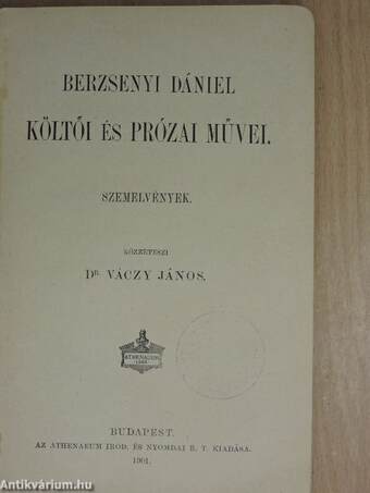 Berzsenyi Dániel költői és prózai művei