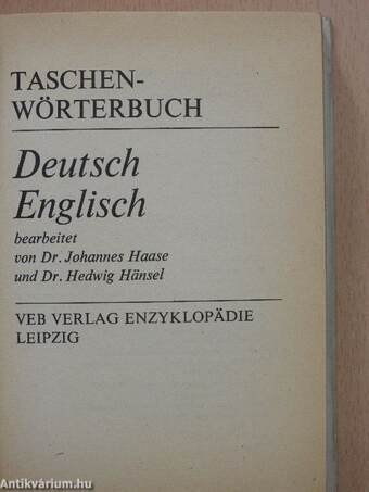 Taschenwörterbuch Deutsch-Englisch