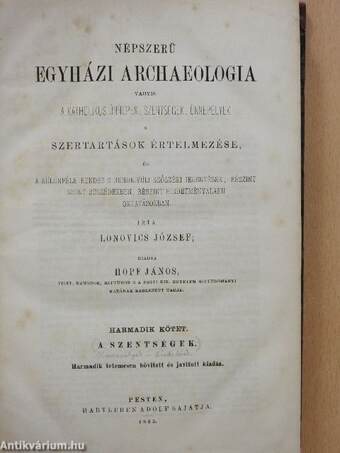 Népszerü egyházi archaeologia III.