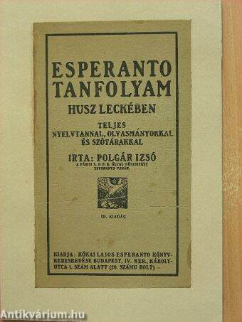 Esperanto tanfolyam husz leckében