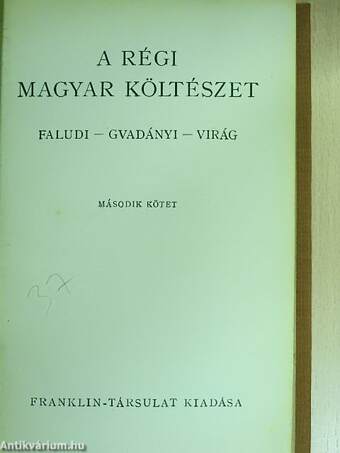 A régi magyar költészet I-II.