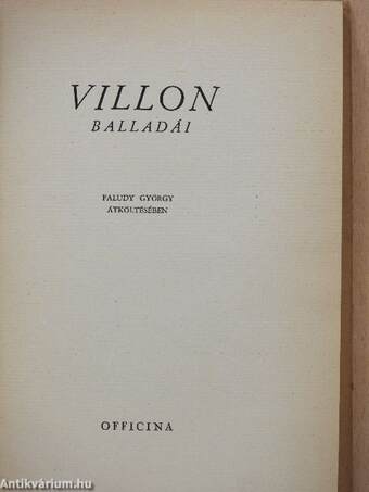 Villon balladái Faludy György átköltésében