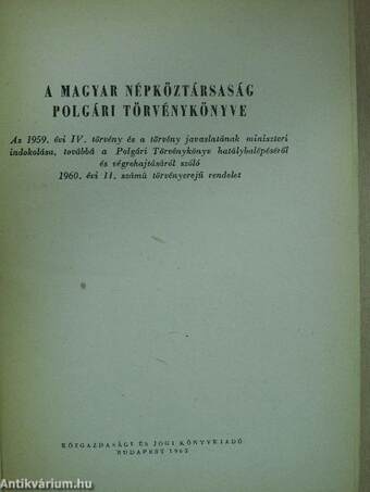 A Magyar Népköztársaság polgári törvénykönyve