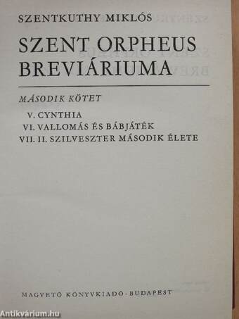 Szent Orpheus breviáriuma II.