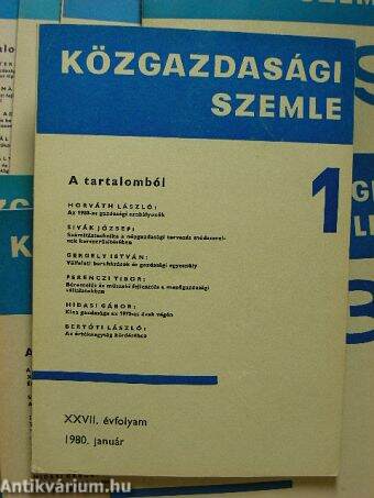 Közgazdasági Szemle 1980. (nem teljes évfolyam)