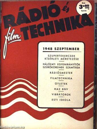 Rádió Technika 1948. január-augusztus/Rádió és Filmtechnika 1948. szeptember-december