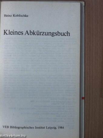 Kleines Abkürzungsbuch