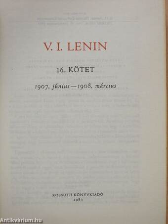 V. I. Lenin összes művei 16.