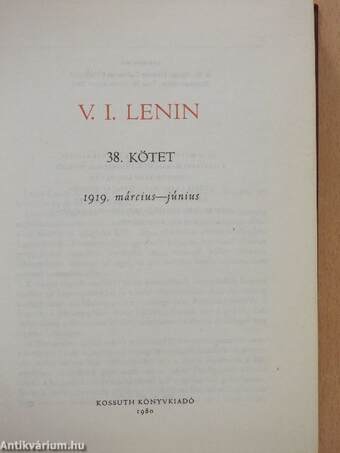 V. I. Lenin összes művei 38.