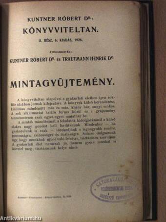 Könyvviteltan II./Mintagyűjtemény