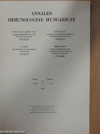 Annales Immunologiae Hungaricae VI-VIII.