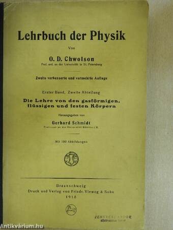 Die Lehre von den gasförmigen, flüssigen und festen Körpern I/2. (töredék)