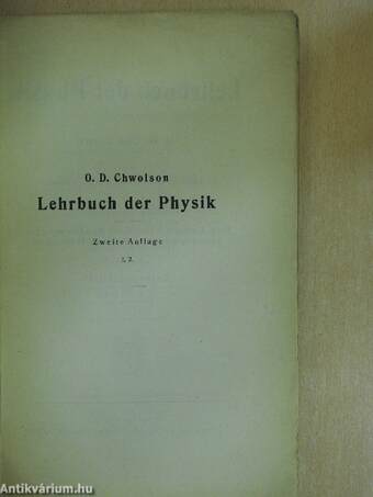 Die Lehre von den gasförmigen, flüssigen und festen Körpern I/2. (töredék)