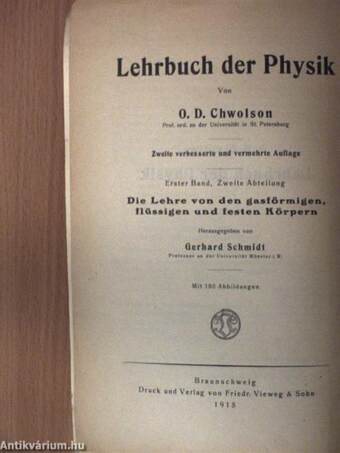 Die Lehre von den gasförmigen, flüssigen und festen Körpern I/2. (töredék)