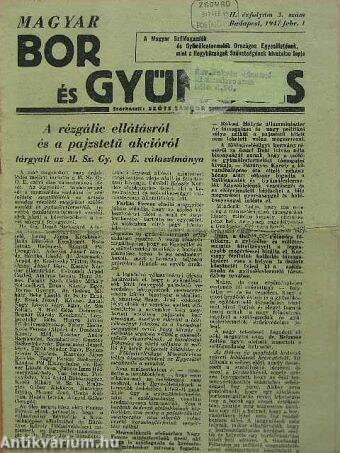 Magyar Bor és Gyümölcs 1947. febr. 1.