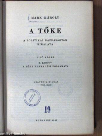 A Tőke I. kötet I. könyv (töredék)