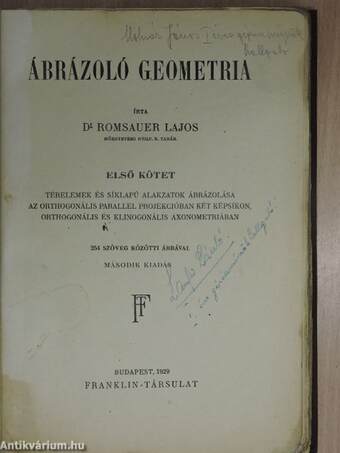 Ábrázoló geometria I-II.