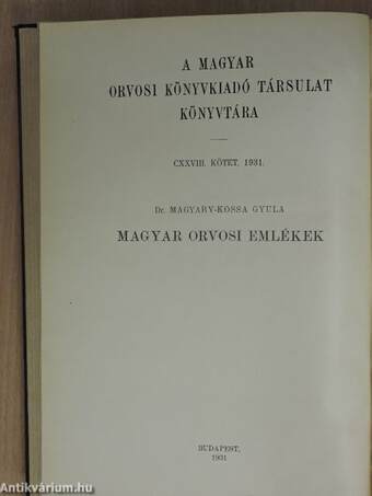 Magyar orvosi emlékek III.