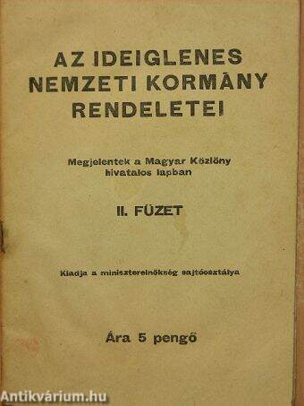 Az ideiglenes nemzeti kormány rendeletei II.