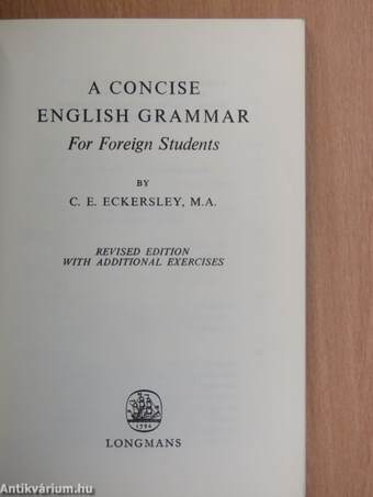 A Concise English Grammar for Foreign Students