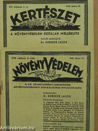 Növényvédelem 1942. június 15./Kertészet 1942. június 15.