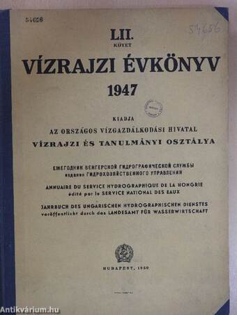 LII. vízrajzi évkönyv 1947