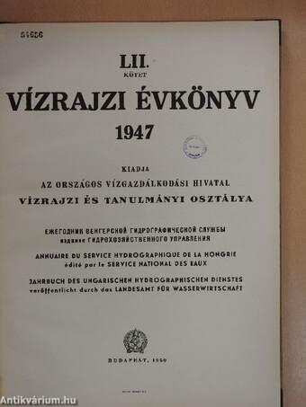 LII. vízrajzi évkönyv 1947